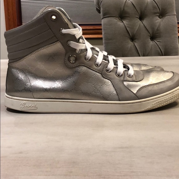 mens silver gucci sneakers